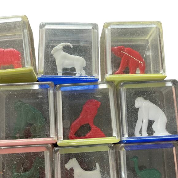 Vintage Kusan Koo Zoo Clear Plastic Blocks Animals Rattle Inside 1950s Toy READ - Picture 14 of 16